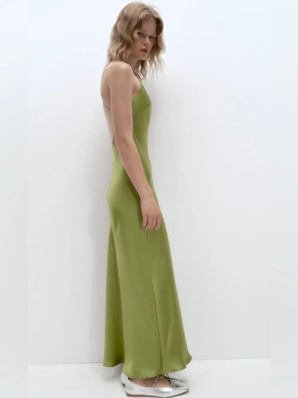 ZARA Satin Slip Dress with Spaghetti Straps NWT M - Picture 13 of 16